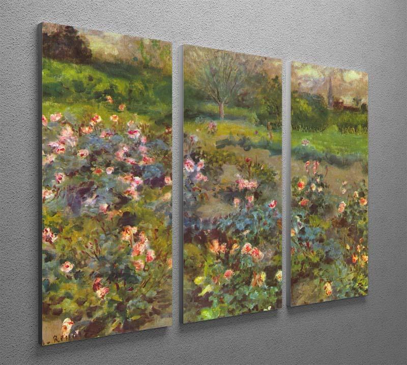 Rose Garden by Renoir 3 Split Panel Canvas Print - Canvas Art Rocks - 2