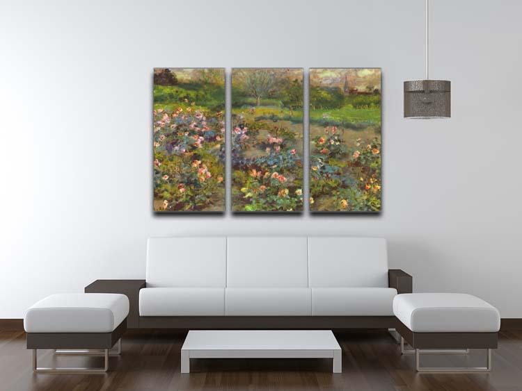 Rose Garden by Renoir 3 Split Panel Canvas Print - Canvas Art Rocks - 3