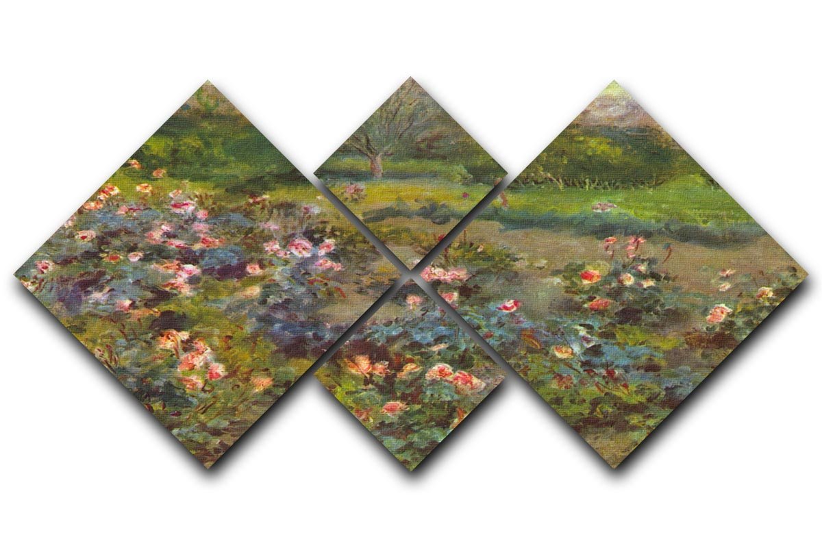 Rose Garden by Renoir 4 Square Multi Panel Canvas  - Canvas Art Rocks - 1