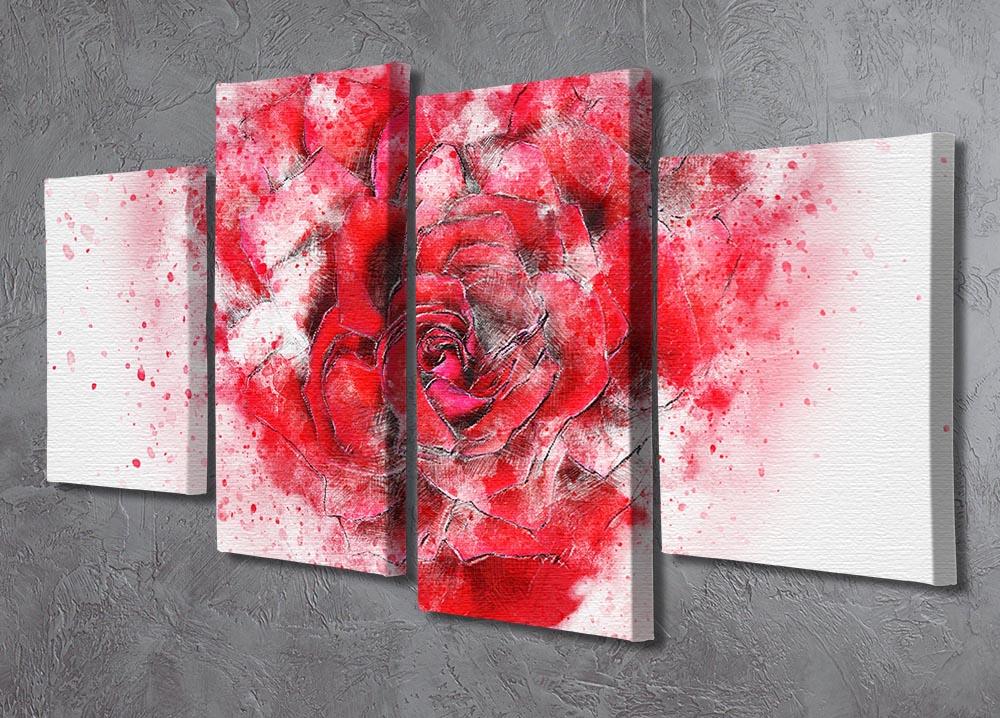 Rose Heart Painting 4 Split Panel Canvas - Canvas Art Rocks - 2