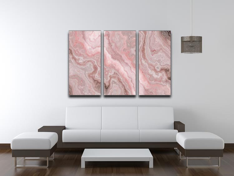 Rose Marble 3 Split Panel Canvas Print - Canvas Art Rocks - 3