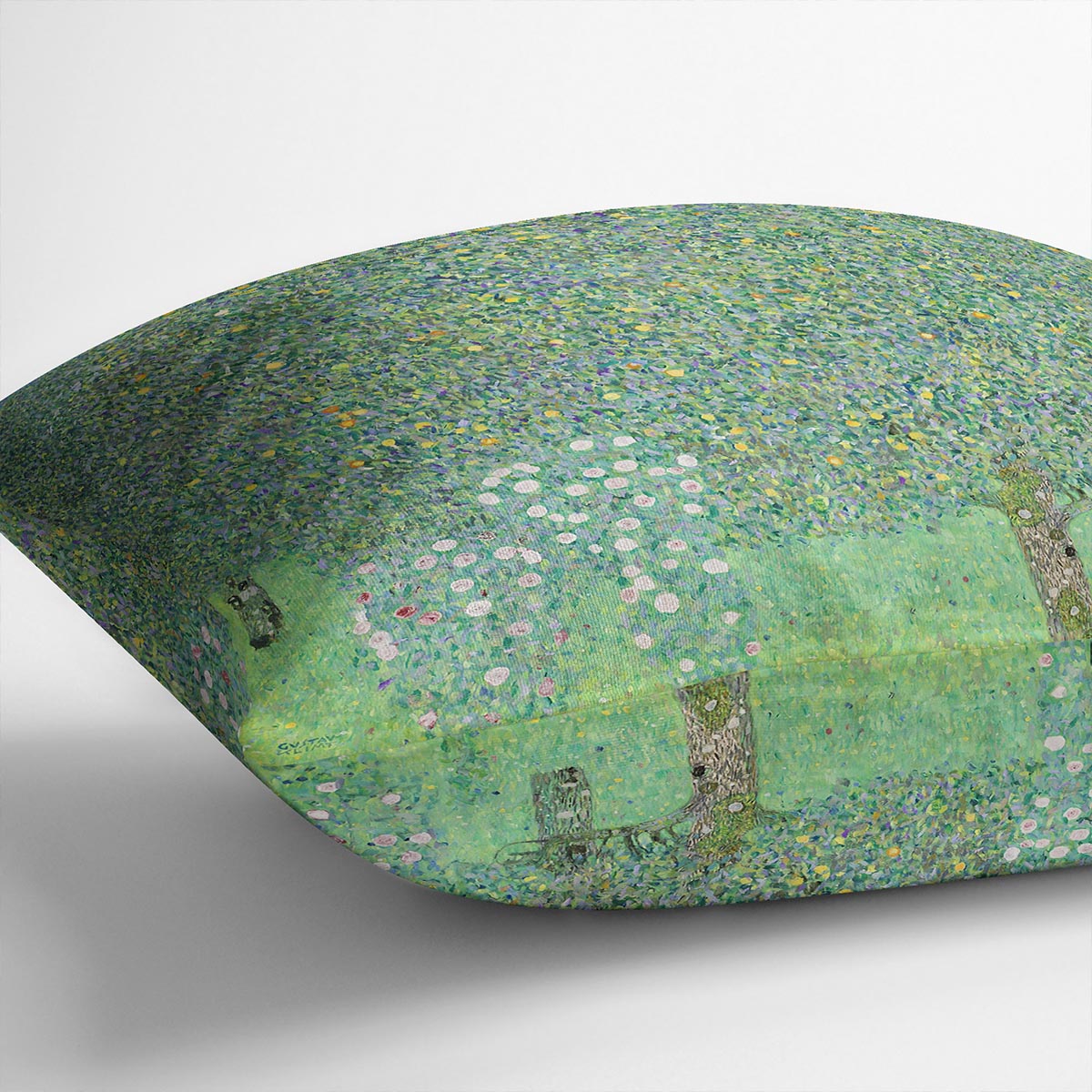 Rose bushes under the Trees by Klimt Cushion