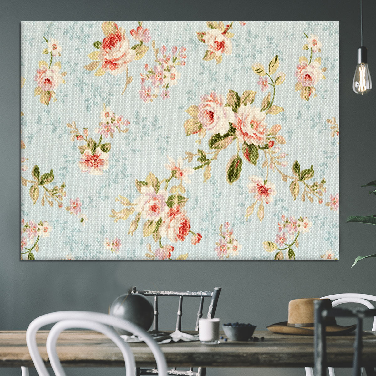 Rose floral tapestry Canvas Print or Poster - Canvas Art Rocks - 3
