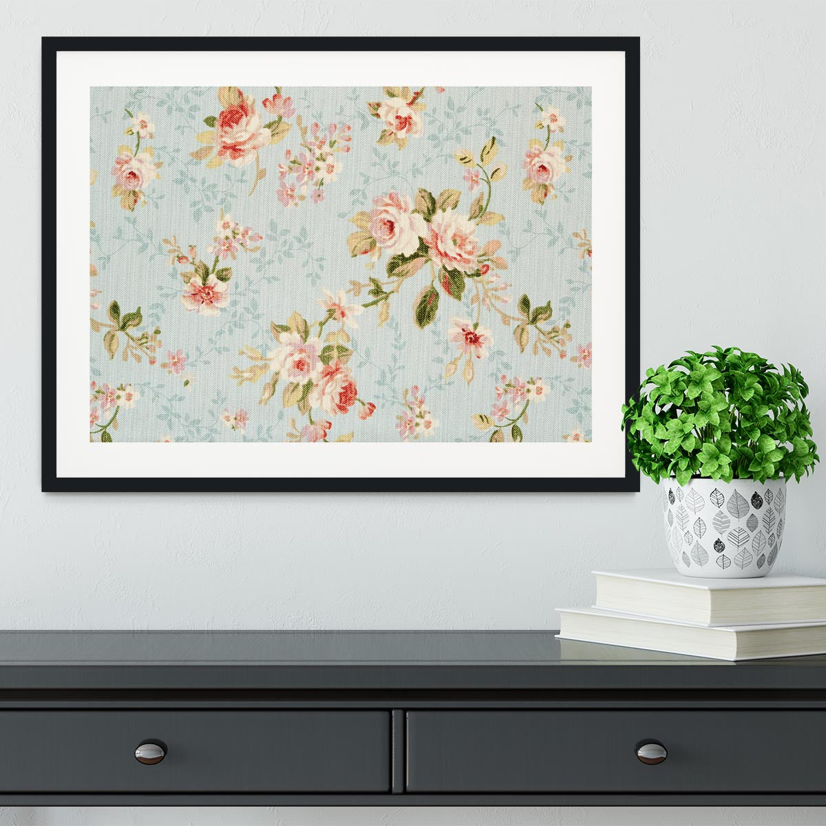 Rose floral tapestry Framed Print - Canvas Art Rocks - 1
