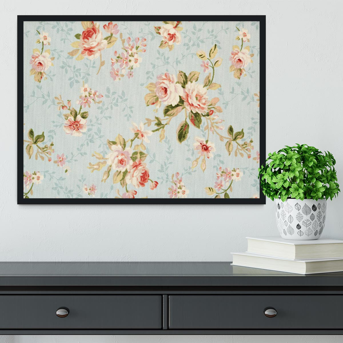 Rose floral tapestry Framed Print - Canvas Art Rocks - 2