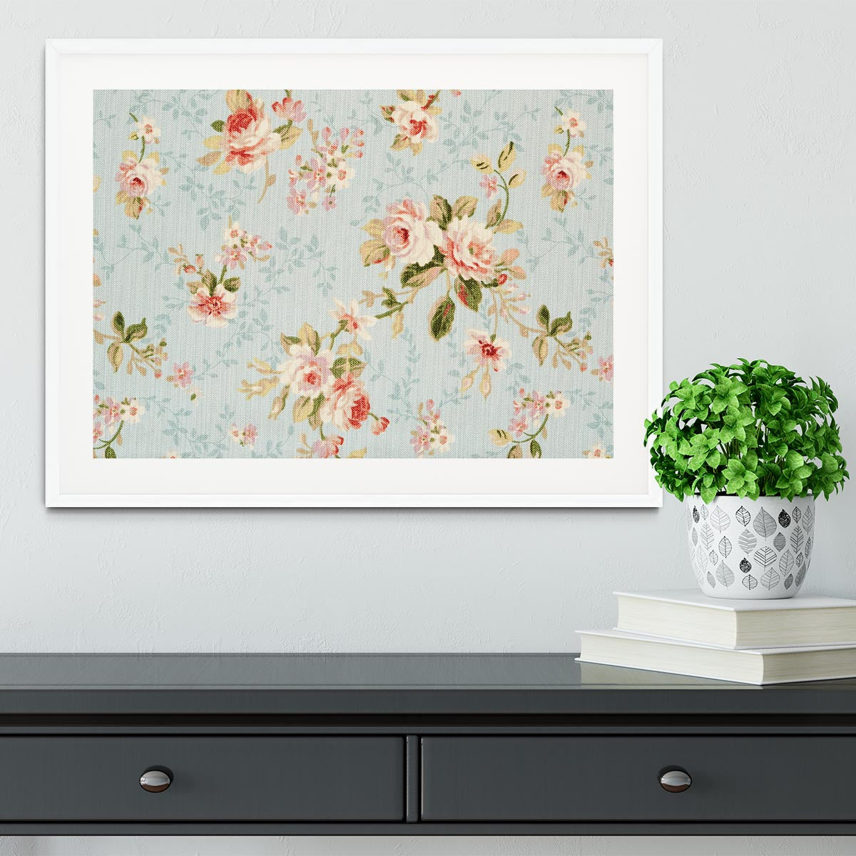 Rose floral tapestry Framed Print - Canvas Art Rocks - 5