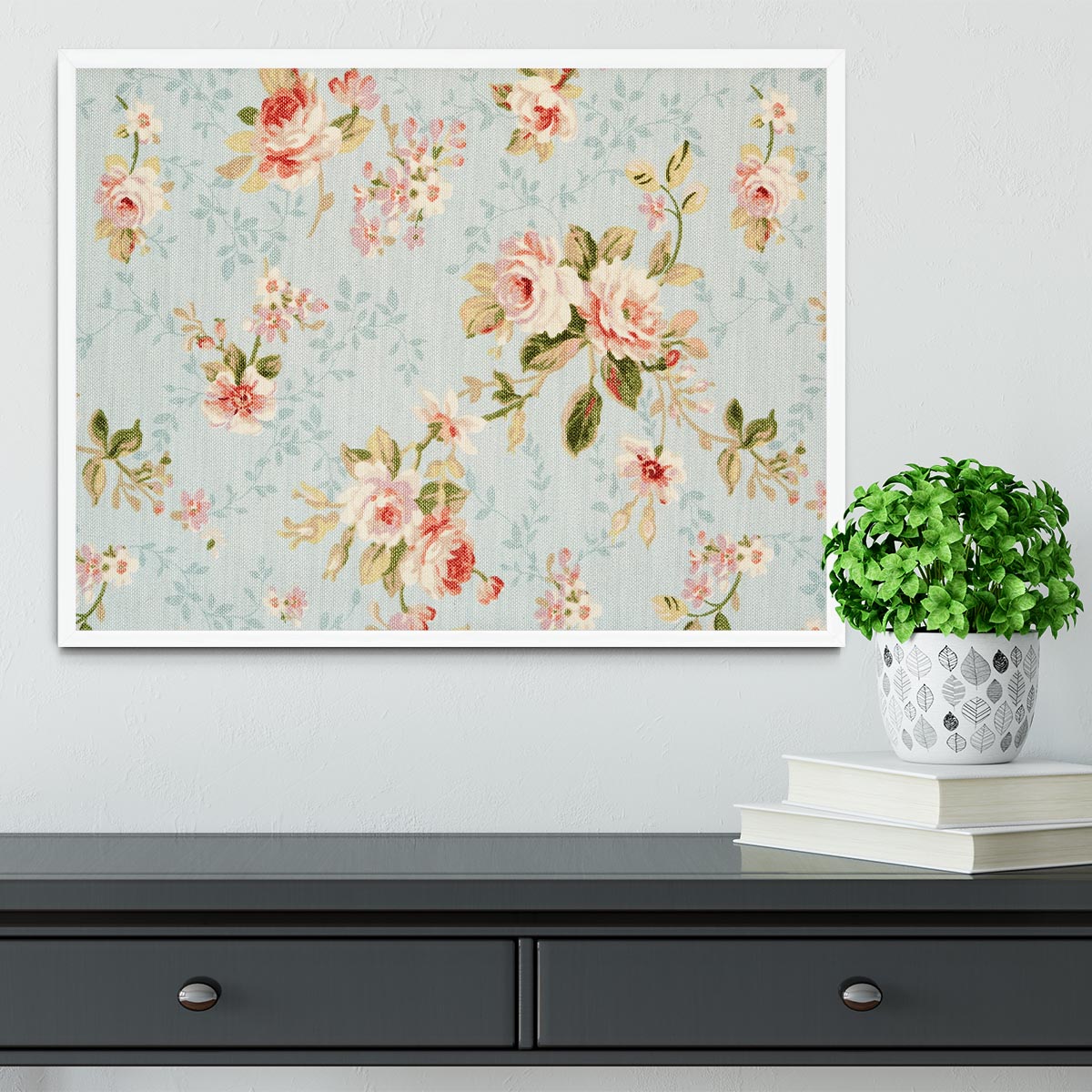 Rose floral tapestry Framed Print - Canvas Art Rocks -6