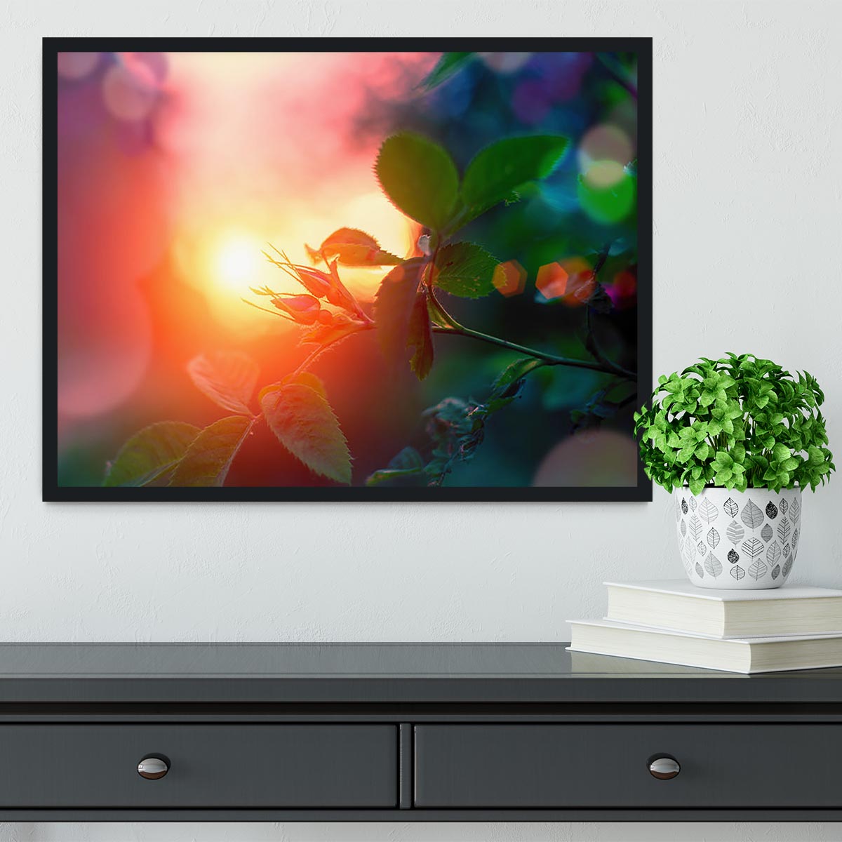 Rosebuds at sunset Framed Print - Canvas Art Rocks - 2
