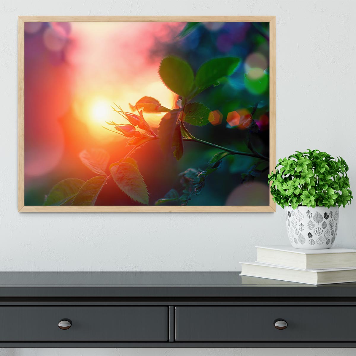 Rosebuds at sunset Framed Print - Canvas Art Rocks - 4