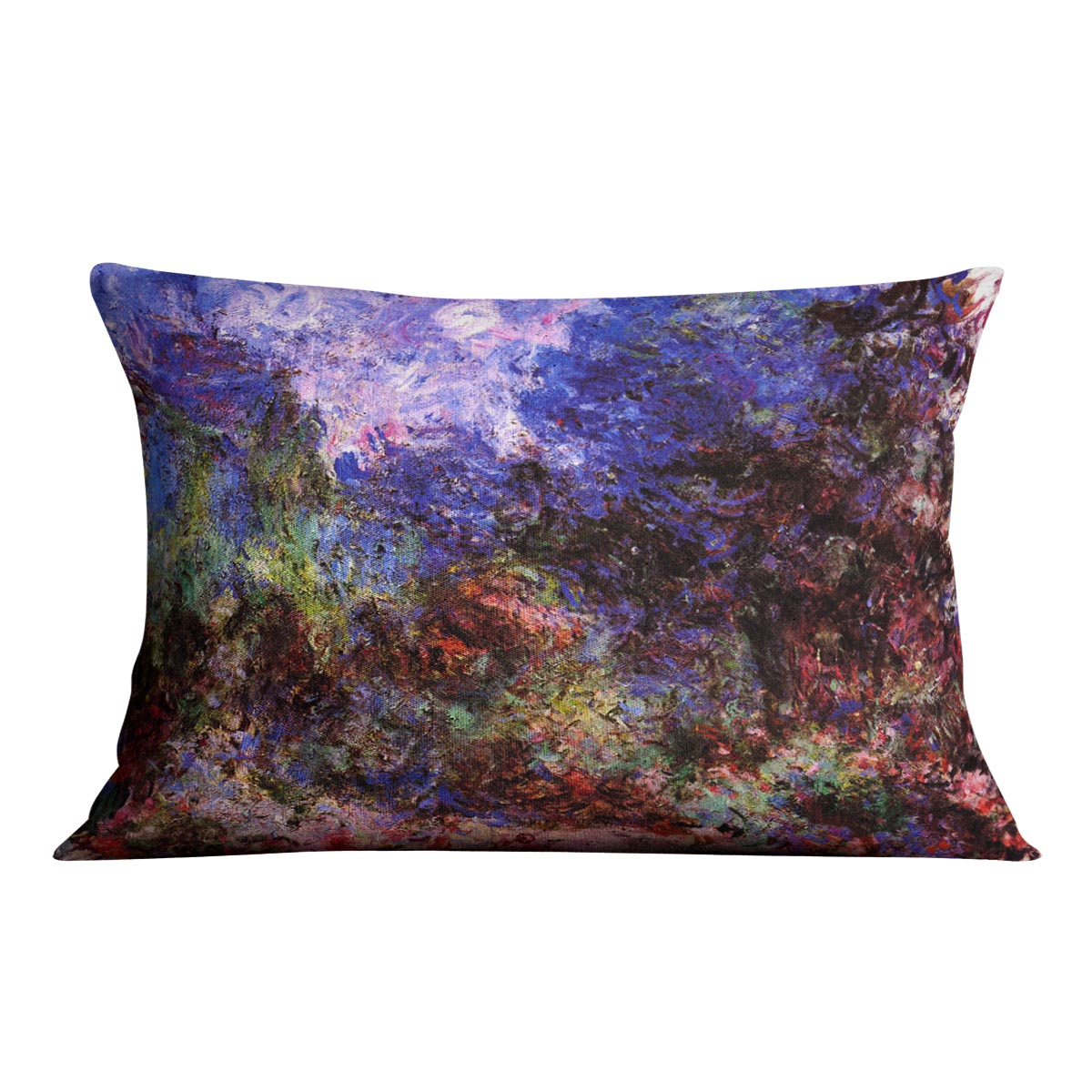 Roses at the garden side of Monets house in Giverny by Monet Cushion