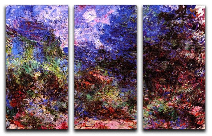Roses at the garden side of Monets house in Giverny by Monet Split Panel Canvas Print - Canvas Art Rocks - 4