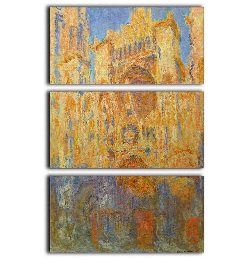 Rouen Cathedral Facade at Sunset by Monet 3 Split Panel Canvas Print - Canvas Art Rocks - 1
