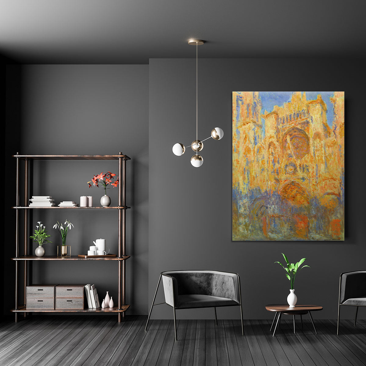 Rouen Cathedral Facade at Sunset by Monet Canvas Print or Poster - Canvas Art Rocks - 5