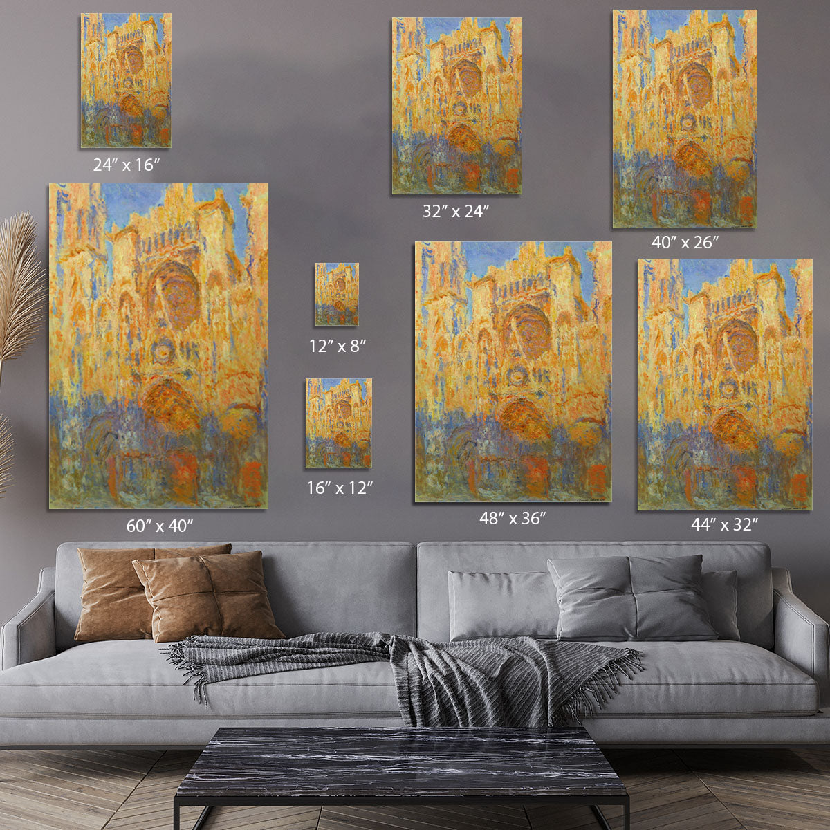 Rouen Cathedral Facade at Sunset by Monet Canvas Print or Poster - Canvas Art Rocks - 7