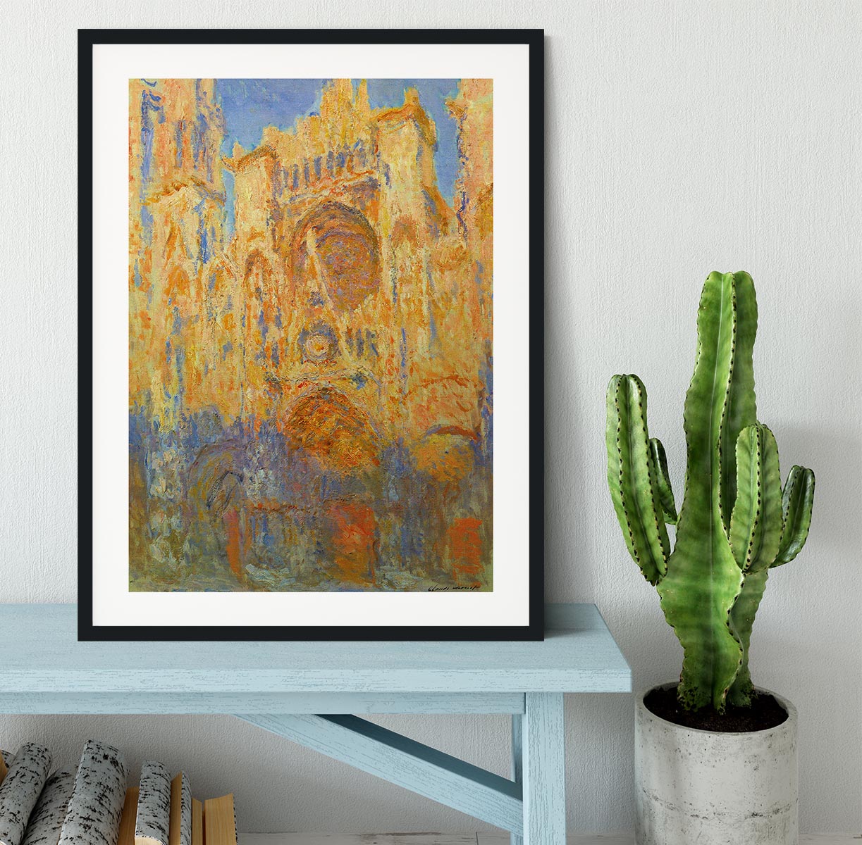 Rouen Cathedral Facade at Sunset by Monet Framed Print - Canvas Art Rocks - 1
