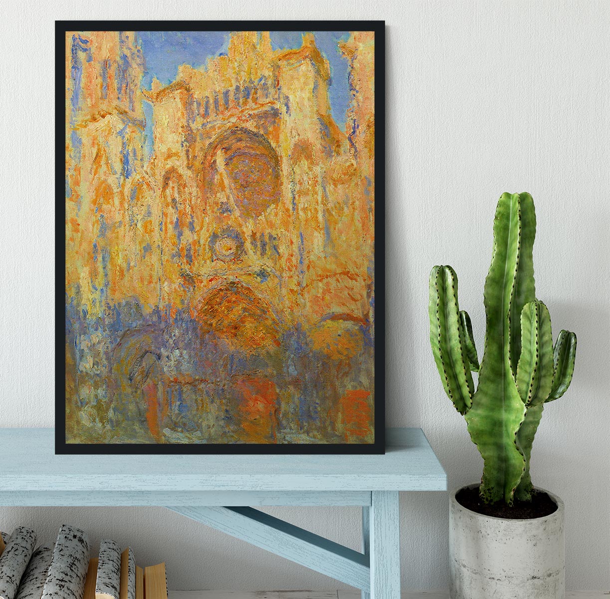 Rouen Cathedral Facade at Sunset by Monet Framed Print - Canvas Art Rocks - 2