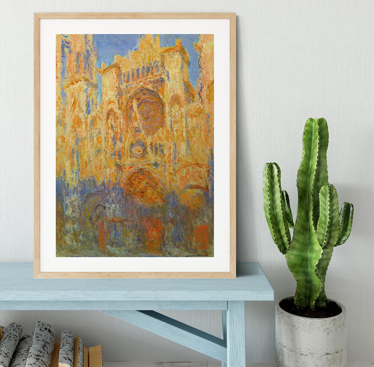 Rouen Cathedral Facade at Sunset by Monet Framed Print - Canvas Art Rocks - 3