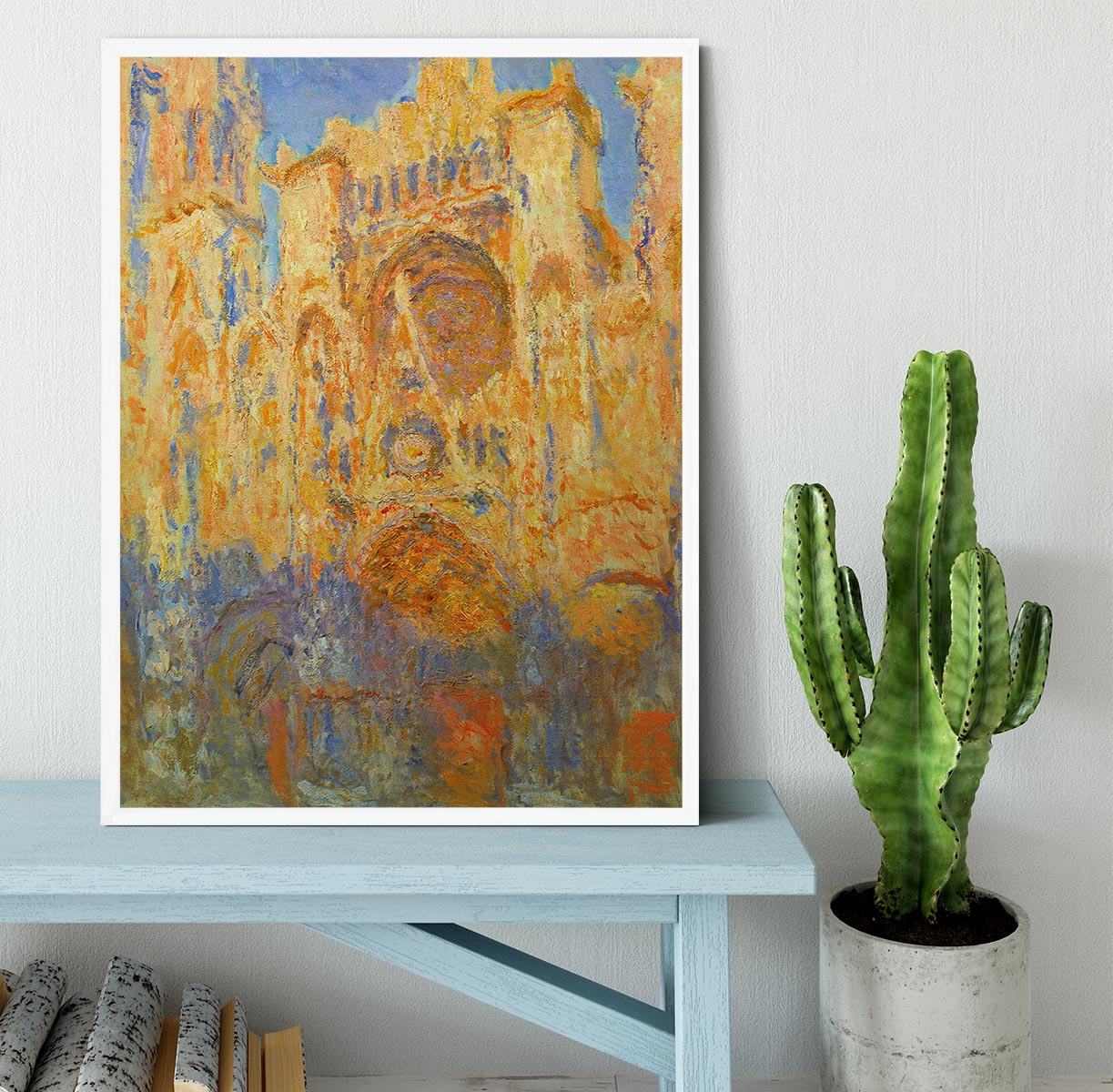 Rouen Cathedral Facade at Sunset by Monet Framed Print - Canvas Art Rocks -6