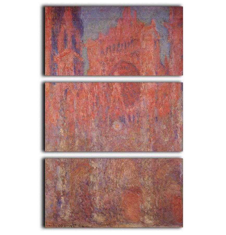 Rouen Cathedral Facade by Monet 3 Split Panel Canvas Print - Canvas Art Rocks - 1