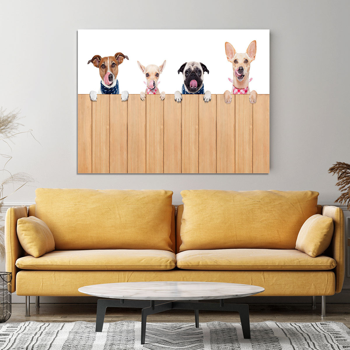 Row of dogs as a group or team Canvas Print or Poster - Canvas Art Rocks - 4