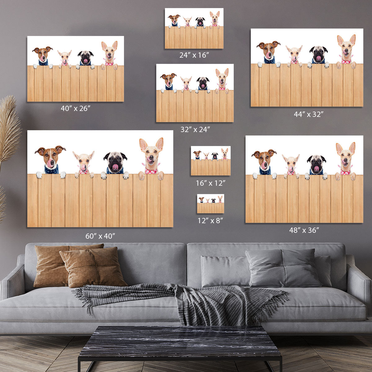 Row of dogs as a group or team Canvas Print or Poster - Canvas Art Rocks - 7