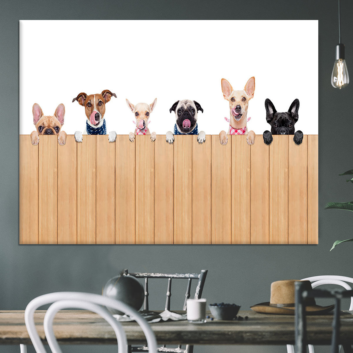 Row of dogs as a group or team all hungry Canvas Print or Poster - Canvas Art Rocks - 3