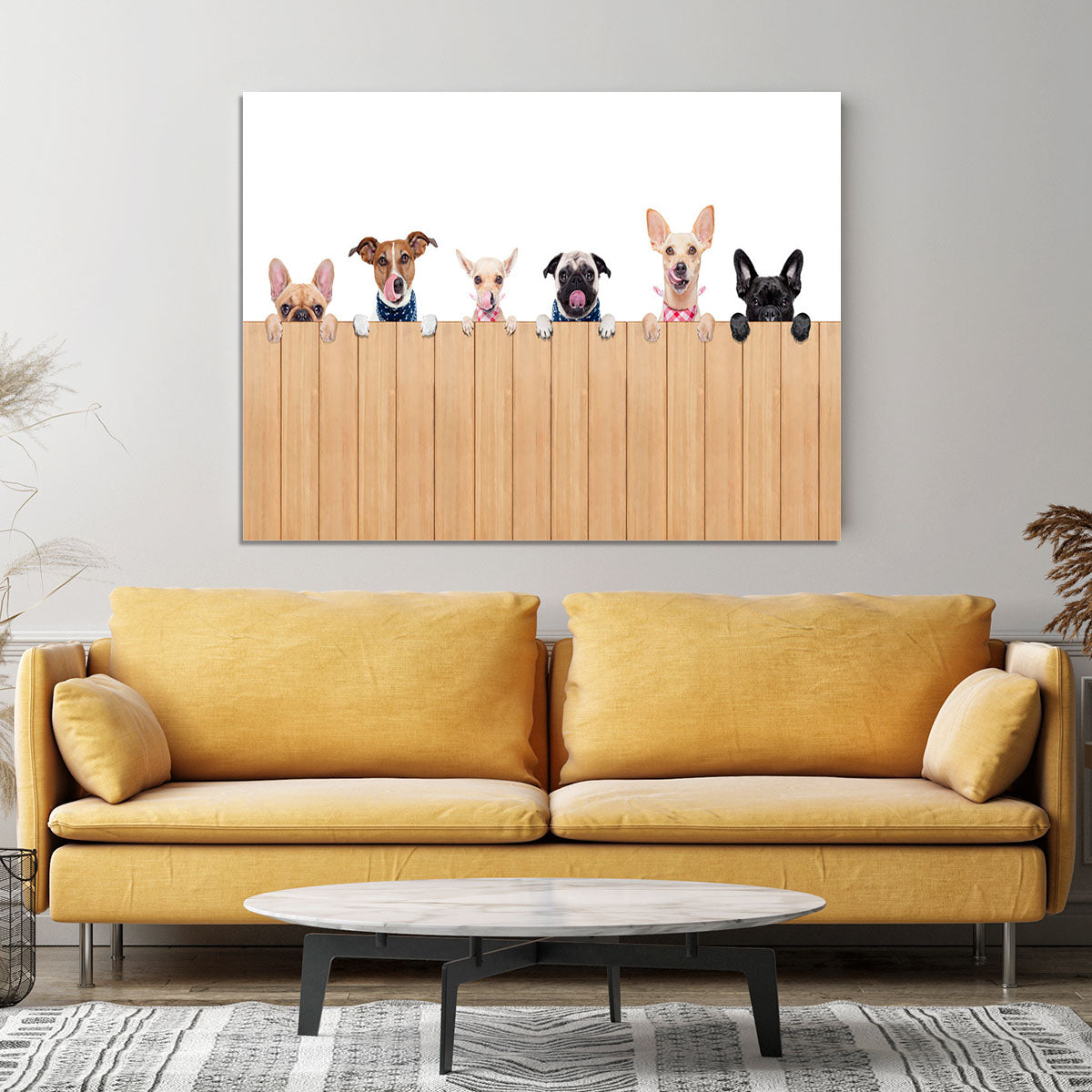 Row of dogs as a group or team all hungry Canvas Print or Poster - Canvas Art Rocks - 4