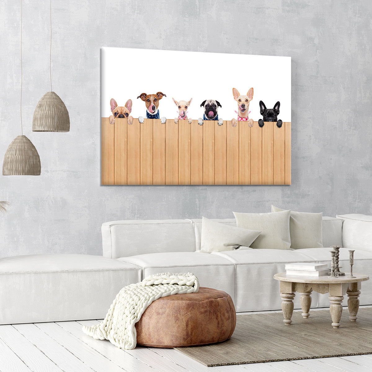 Row of dogs as a group or team all hungry Canvas Print or Poster - Canvas Art Rocks - 6