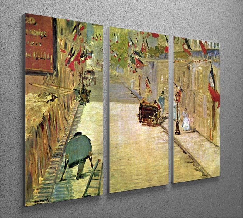 Rue Mosnier with Flags by Manet 3 Split Panel Canvas Print - Canvas Art Rocks - 2