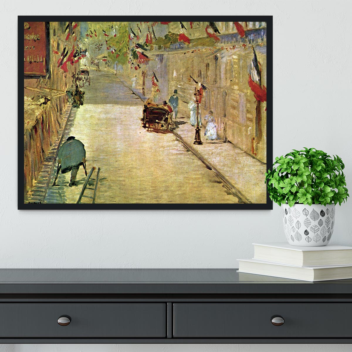 Rue Mosnier with Flags by Manet Framed Print - Canvas Art Rocks - 2