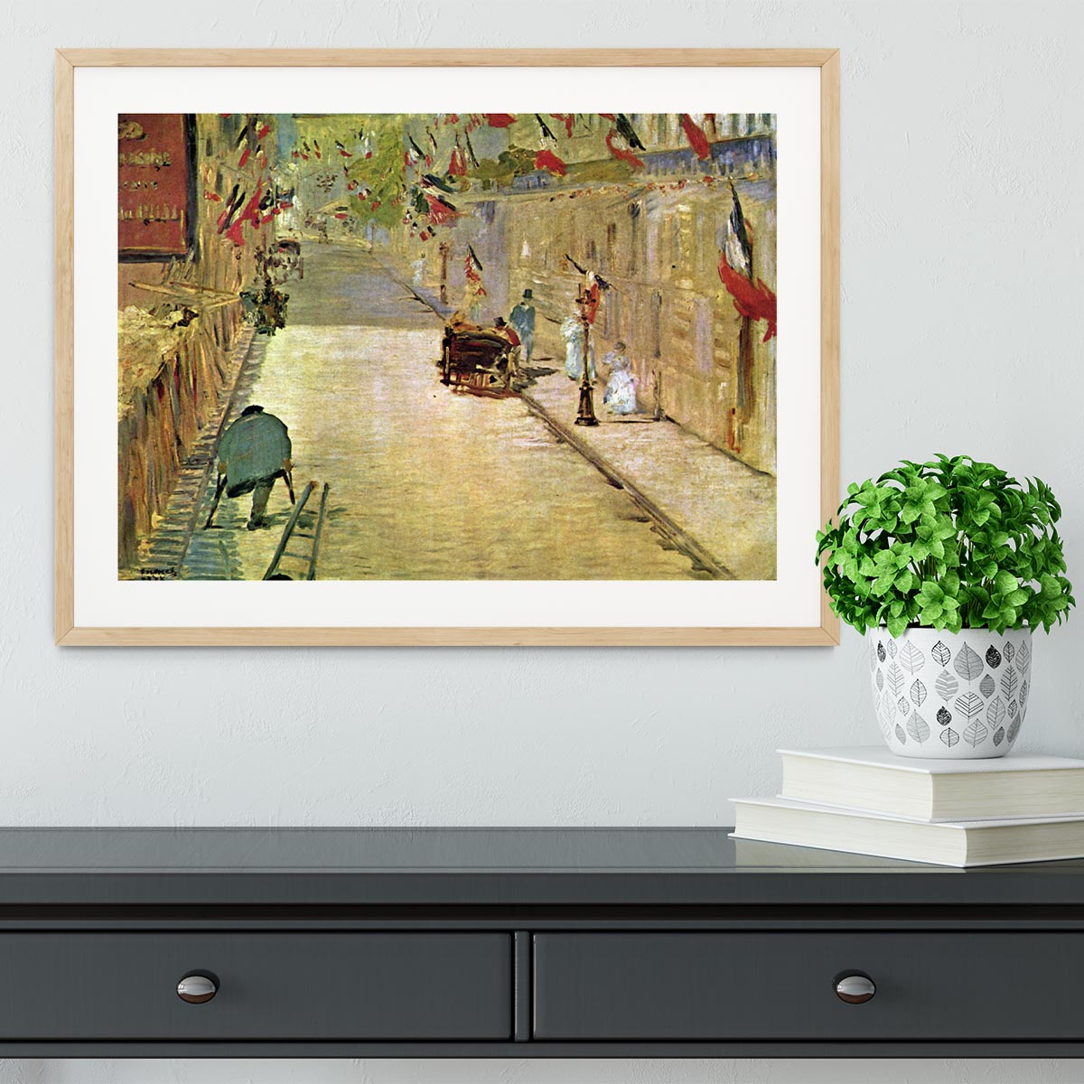 Rue Mosnier with Flags by Manet Framed Print - Canvas Art Rocks - 3