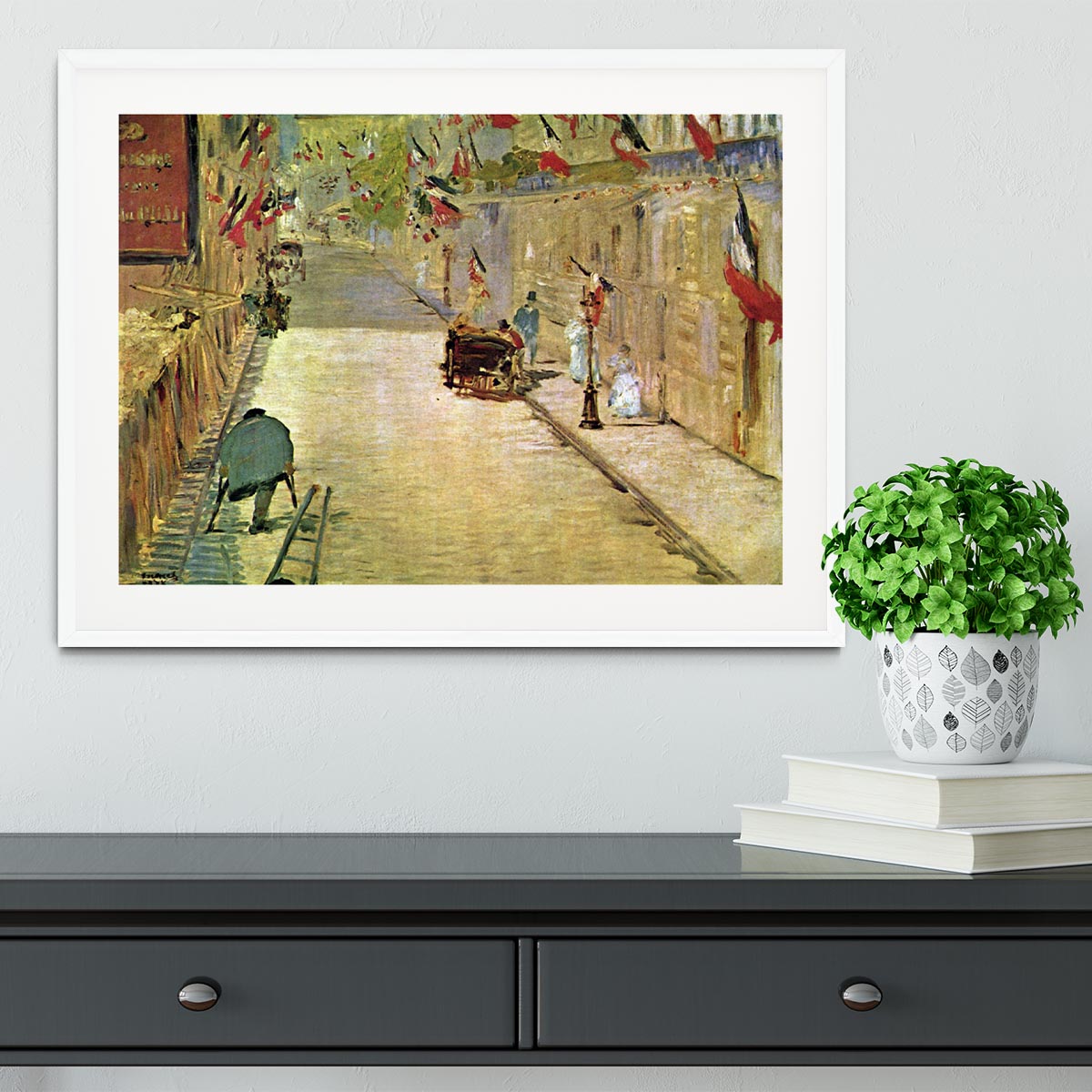 Rue Mosnier with Flags by Manet Framed Print - Canvas Art Rocks - 5