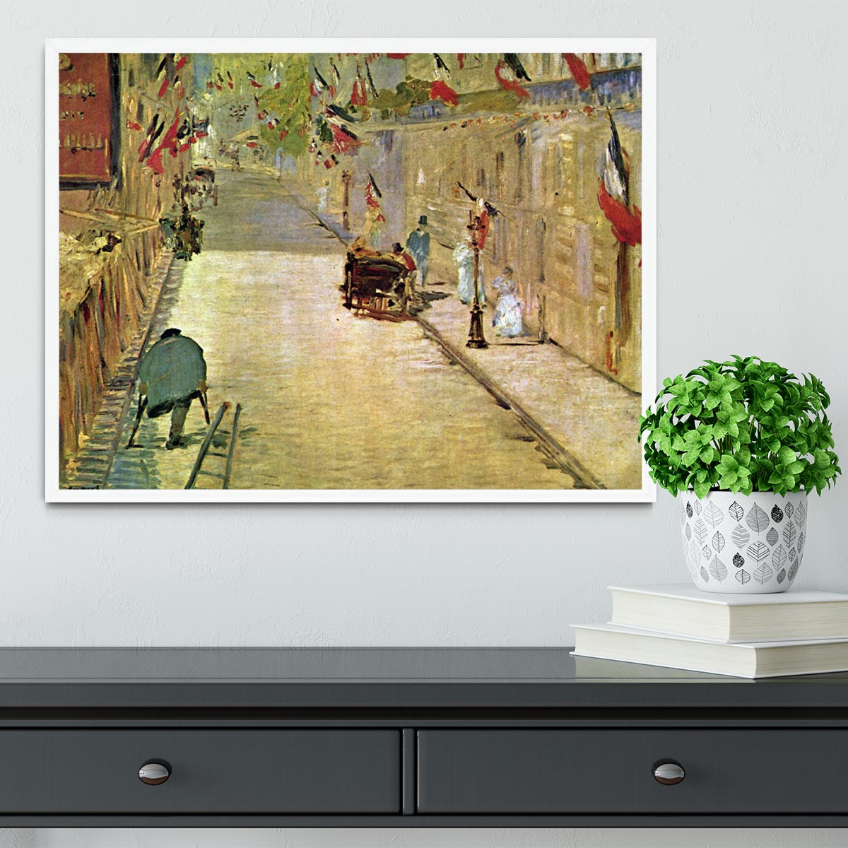 Rue Mosnier with Flags by Manet Framed Print - Canvas Art Rocks -6
