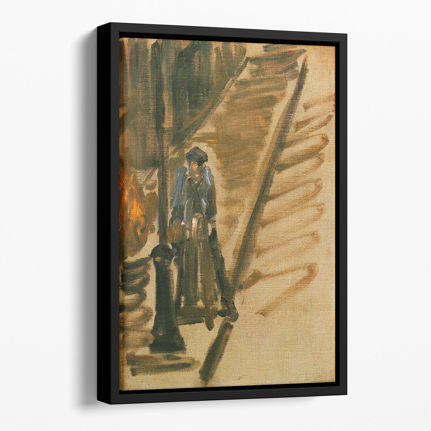 Rue Mossnier with Knife Grinder by Manet Floating Framed Canvas