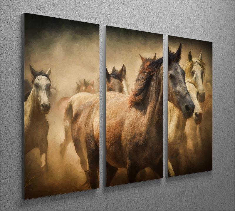 Running Horses 3 Split Panel Canvas Print - Canvas Art Rocks - 2