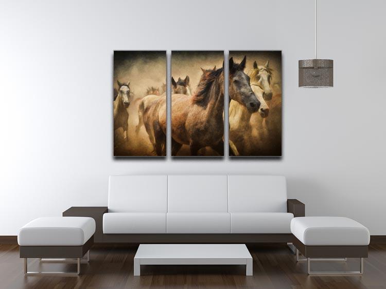 Running Horses 3 Split Panel Canvas Print - Canvas Art Rocks - 3