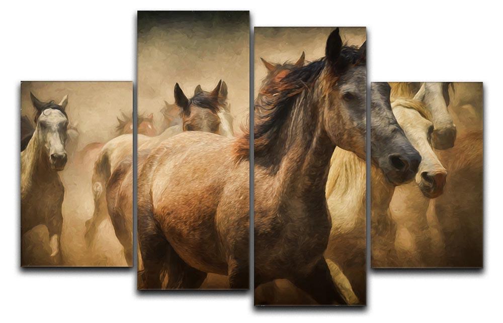 Running Horses 4 Split Panel Canvas  - Canvas Art Rocks - 1