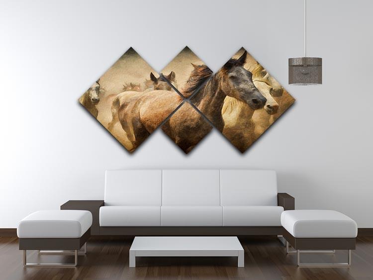 Running Horses 4 Square Multi Panel Canvas - Canvas Art Rocks - 3