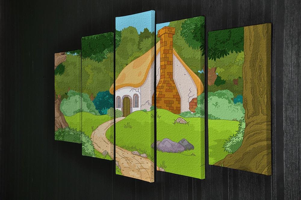 Rural Cartoon Forest Cabin Landscape 5 Split Panel Canvas - Canvas Art Rocks - 2
