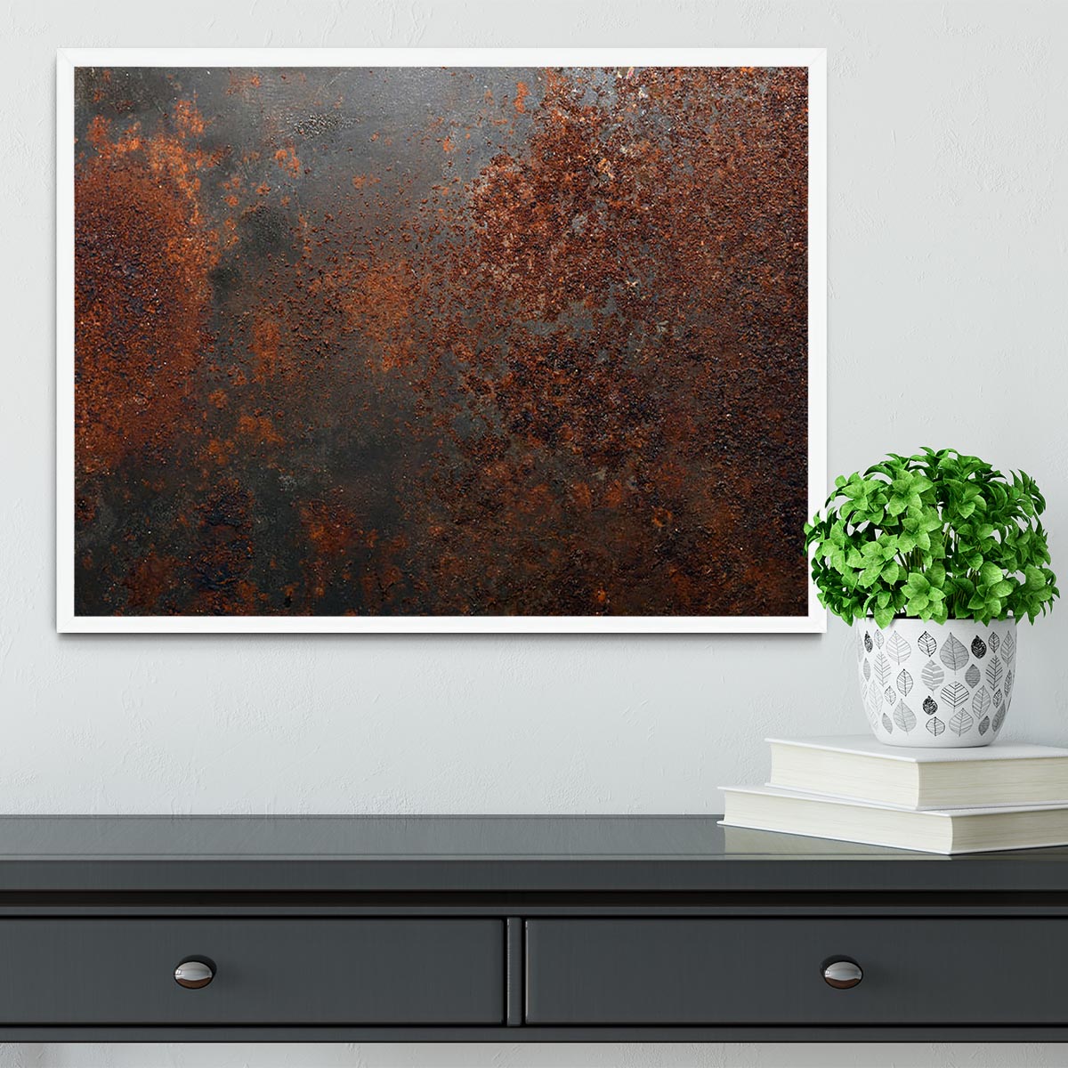 Rusted metal background Framed Print - Canvas Art Rocks -6
