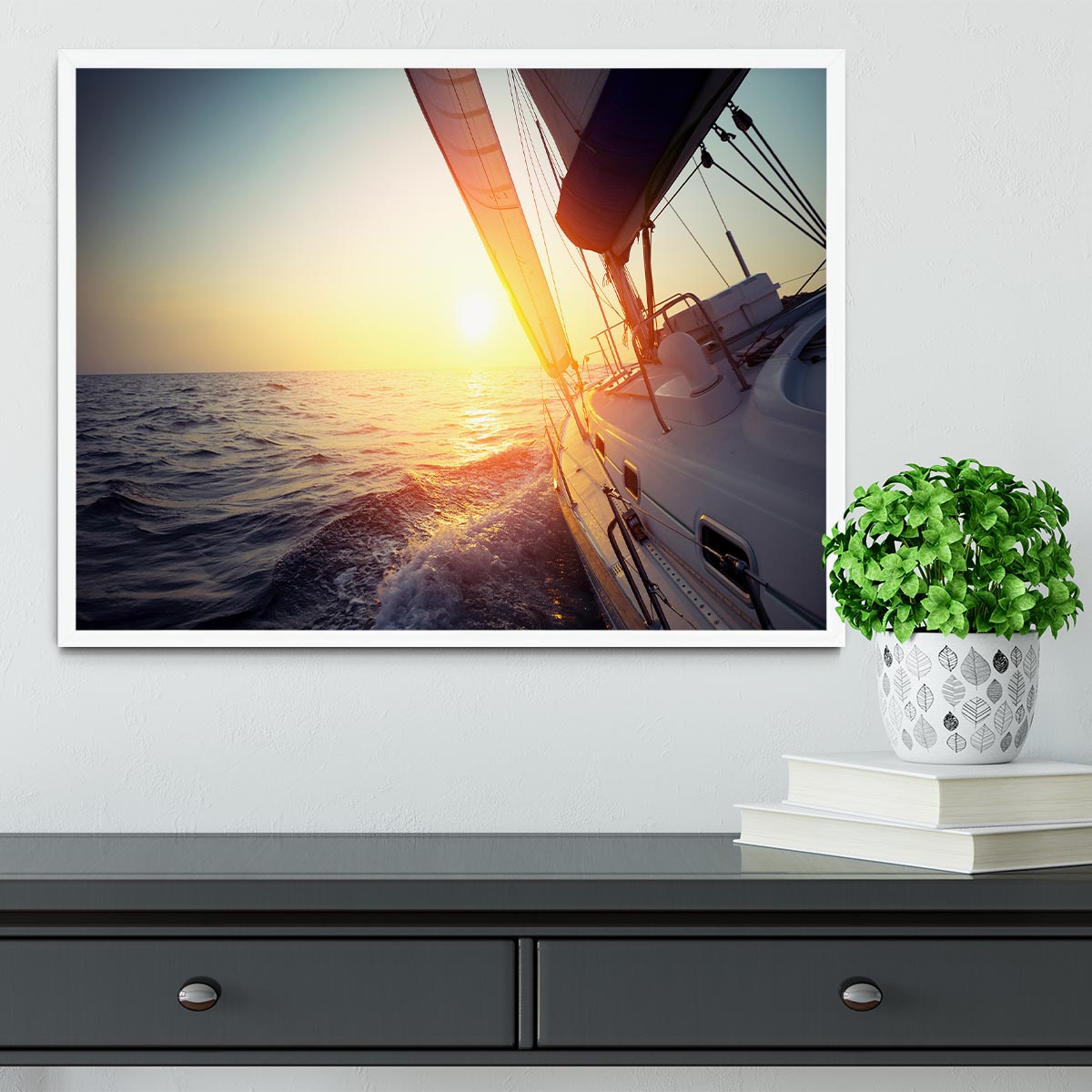 Sail boat gliding Framed Print - Canvas Art Rocks -6