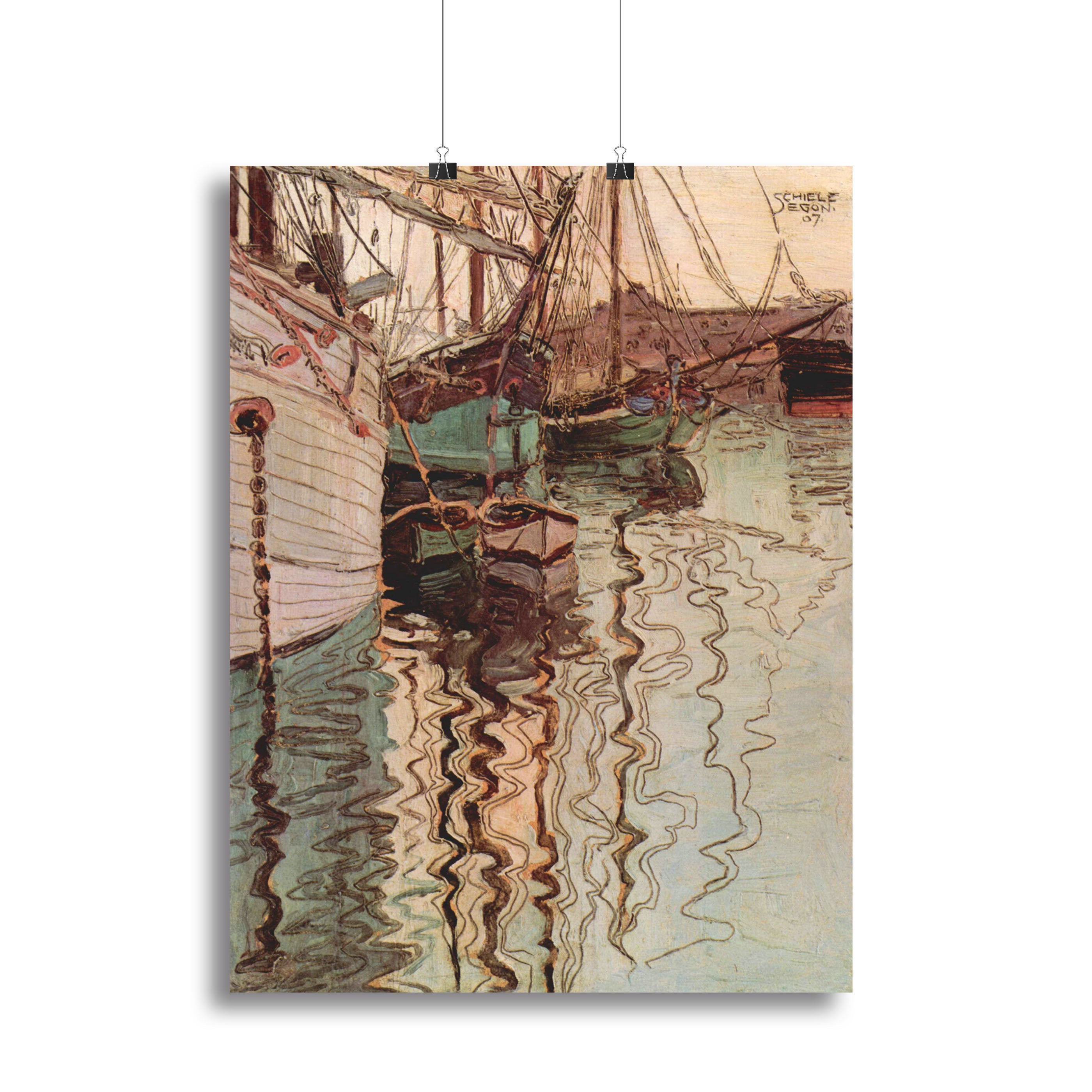Sailboats in wellenbewegtem water The port of Trieste by Egon Schiele Canvas Print or Poster - Canvas Art Rocks - 2