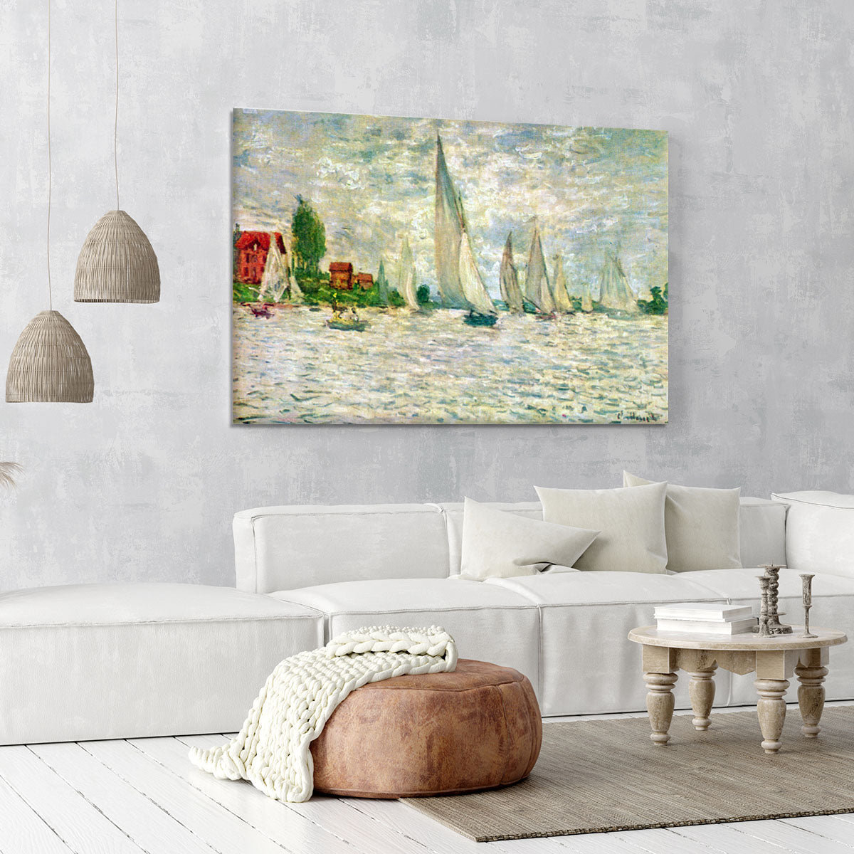 Sailboats regatta in Argenteuil by Monet Canvas Print or Poster - Canvas Art Rocks - 6