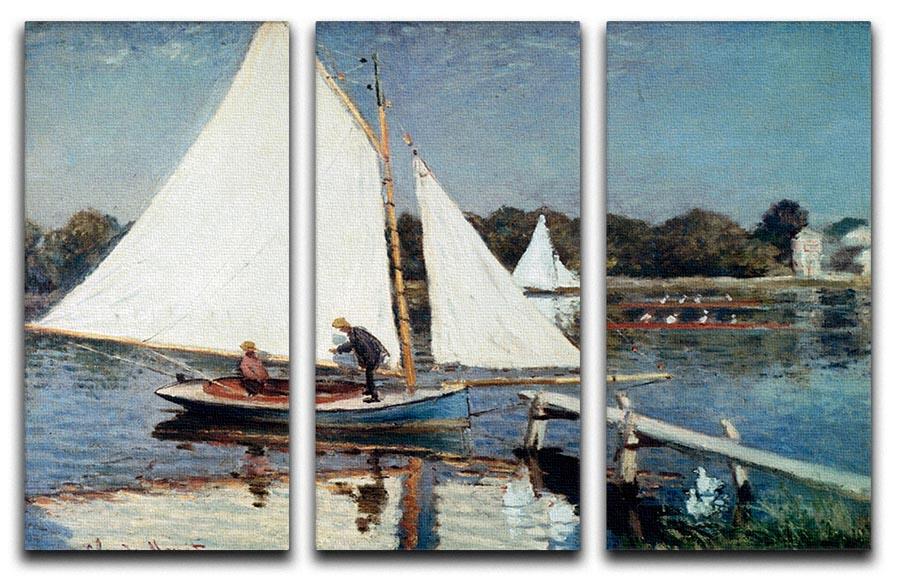 Sailing At Argenteuil 2 by Monet Split Panel Canvas Print - Canvas Art Rocks - 4