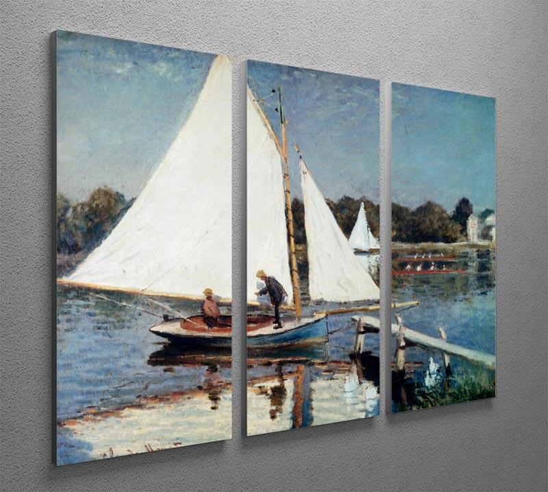 Sailing At Argenteuil 2 by Monet Split Panel Canvas Print - Canvas Art Rocks - 4