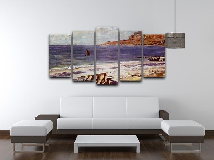 Sailing At Sainte Adresse by Monet 5 Split Panel Canvas - Canvas Art Rocks - 3