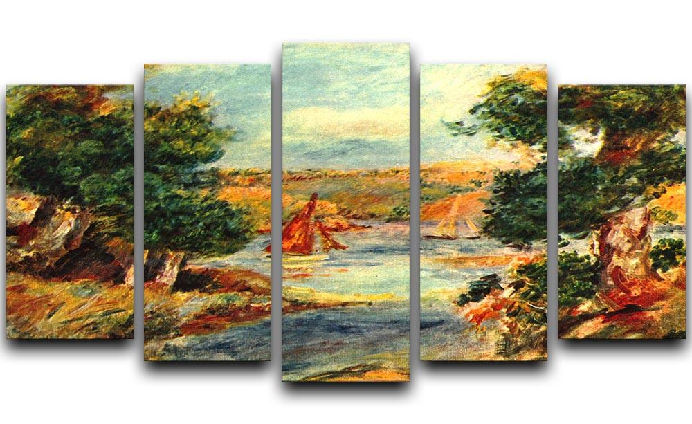 Sailing boats in Cagnes by Renoir 5 Split Panel Canvas  - Canvas Art Rocks - 1