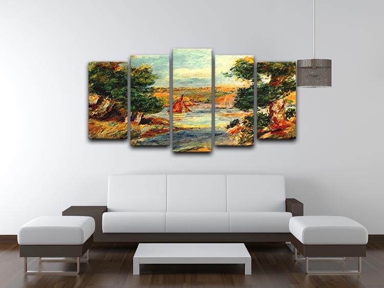 Sailing boats in Cagnes by Renoir 5 Split Panel Canvas - Canvas Art Rocks - 3