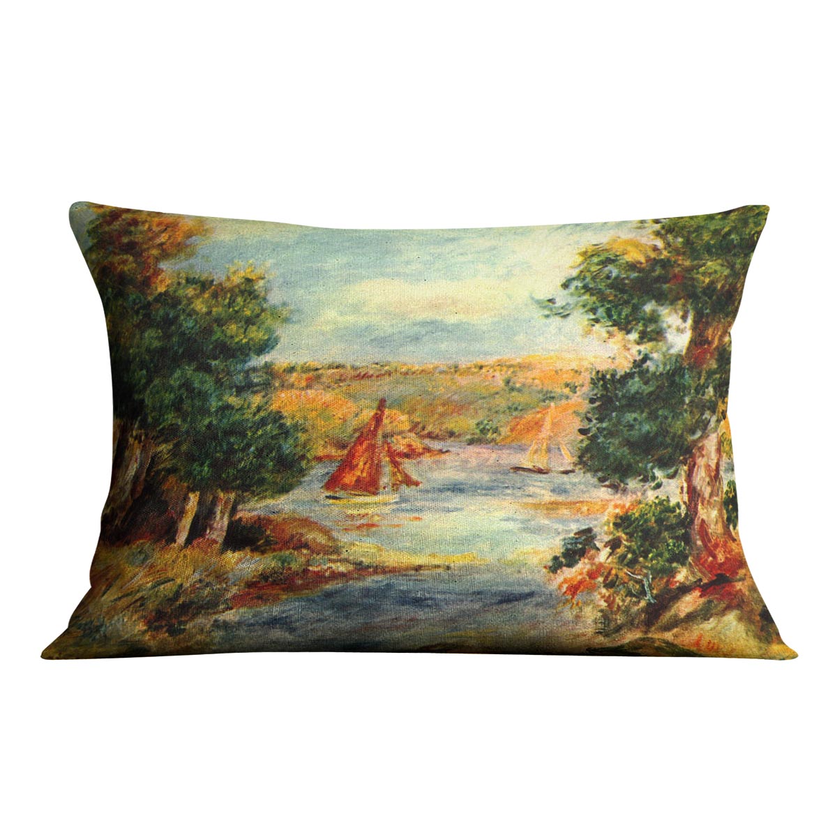 Sailing boats in Cagnes by Renoir Cushion