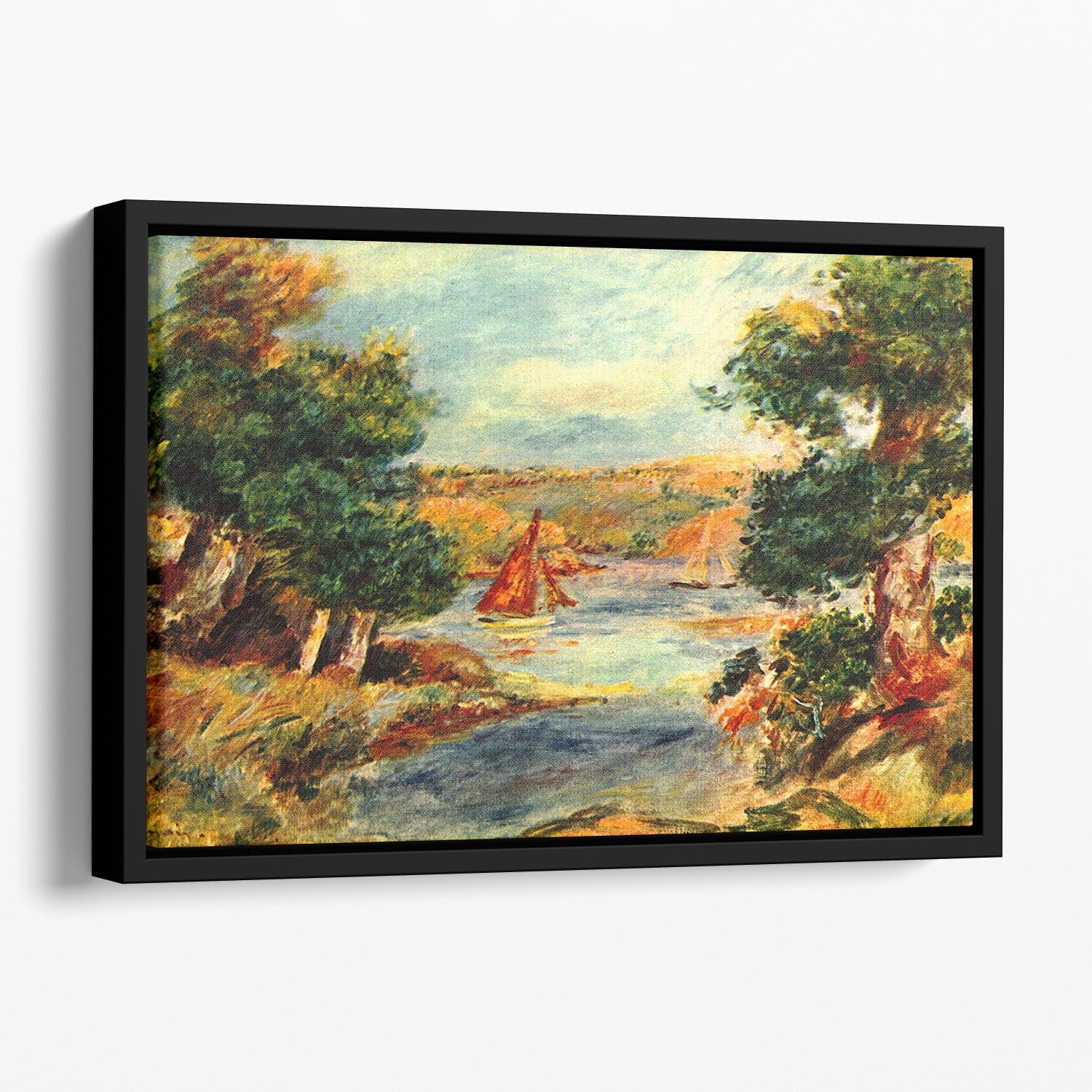 Sailing boats in Cagnes by Renoir Floating Framed Canvas